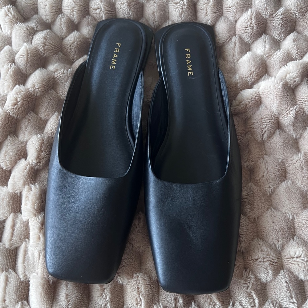 FRAME Black Leather Le Town Mules - Picture 2 of 13